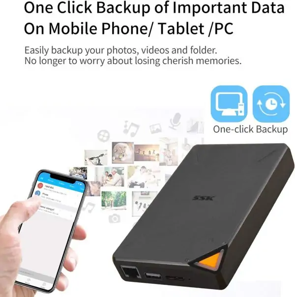 SSK 1TB Personal Cloud External Wireless Hard Drive Portable NAS Storage with WiFi Hotspot for Travel, Support Auto-Backup Connect SD Card Reader Share Data for iPhone iPad Tablet Smart Phone Laptop - Image 5
