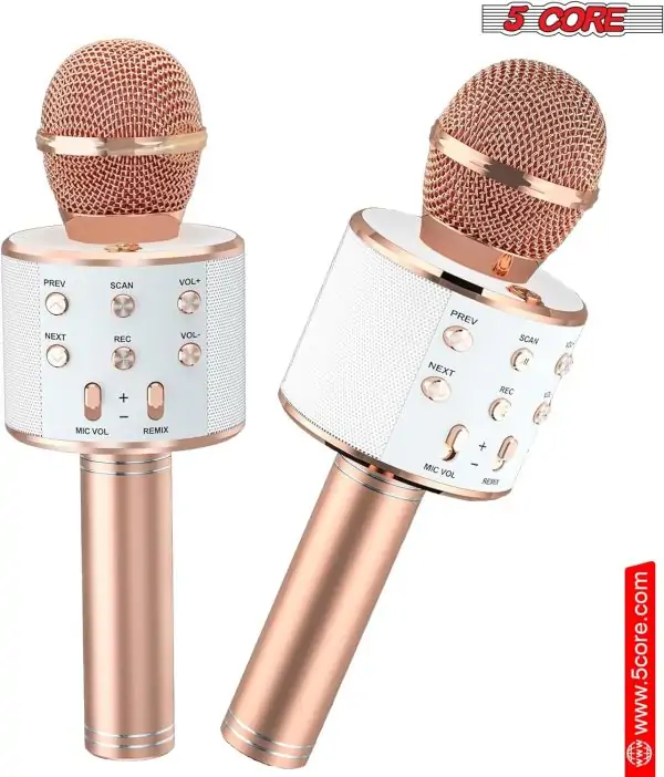 5 CORE Bluetooth Wireless Karaoke Microphone All-in-One Premium Handheld Karaoke Mic Speaker Recorder Player w/Adjustable Remix FM Radio Great Gifts for Girls Boys Adults All Age WM SPK Copper - Image 2