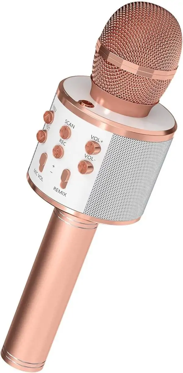 5 CORE Bluetooth Wireless Karaoke Microphone All-in-One Premium Handheld Karaoke Mic Speaker Recorder Player w/Adjustable Remix FM Radio Great Gifts for Girls Boys Adults All Age WM SPK Copper
