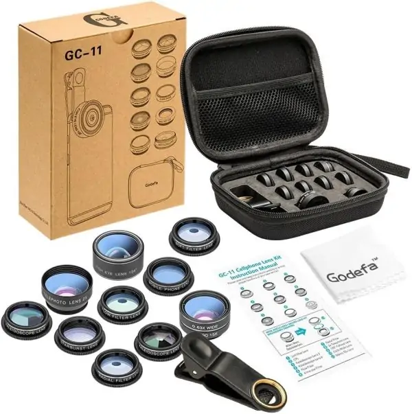 Cell Phone Camera Lens Kit,11 in 1 Super Wide Angle+ Macro+ Fisheye Lens +Telephoto+ CPL+3/6 Kaleidoscope+Starburst/Radial/Soft/Flow Filter Lens Compatible for iPhone X/8/7/6s/6 Plus, Samsung,Android - Image 2