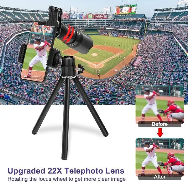 Phone Camera Lens Kit 7 in 1, Selvim 22X Telephoto Lens+235 Fisheye Lens+25X Macro Lens+0.62X Wide Angle Lens, Cell Phone Lens Kits Compatible with iPhone 12 11 10 8 7 6 6s Plus XS XR Samsung Android - Image 7