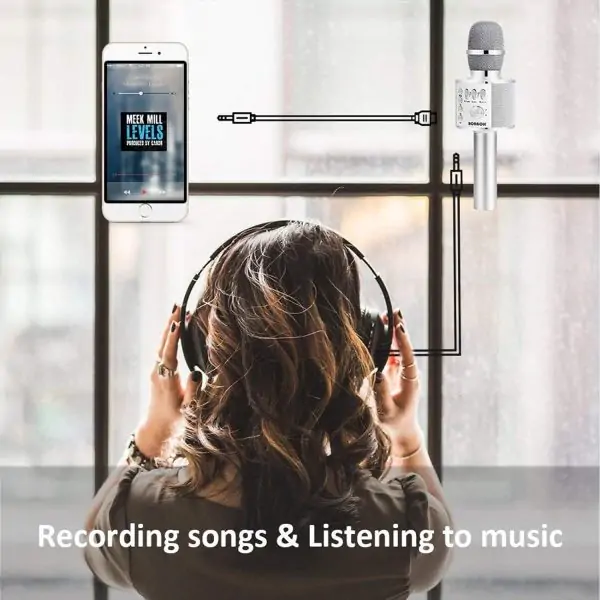 BONAOK Wireless Bluetooth Karaoke Microphone,3-in-1 Portable Handheld Mic Speaker for All Smartphones,Gifts for Kids Adults All Age Q37(Silver) - Image 4