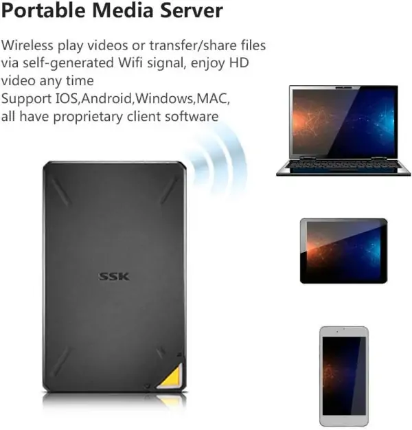 SSK 1TB Personal Cloud External Wireless Hard Drive Portable NAS Storage with WiFi Hotspot for Travel, Support Auto-Backup Connect SD Card Reader Share Data for iPhone iPad Tablet Smart Phone Laptop - Image 3