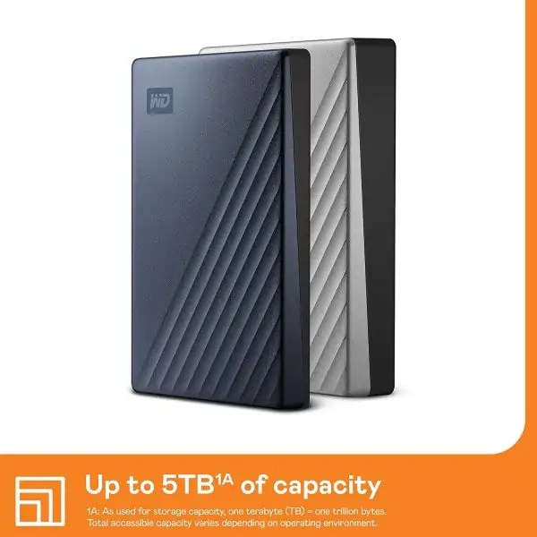Western Digital 5TB My Passport Ultra Blue Portable External Hard Drive HDD, USB-C and USB 3.1 Compatible - WDBFTM0050BBL-WESN - Image 5