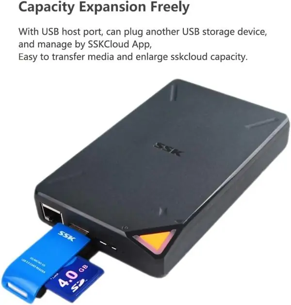 SSK 1TB Personal Cloud External Wireless Hard Drive Portable NAS Storage with WiFi Hotspot for Travel, Support Auto-Backup Connect SD Card Reader Share Data for iPhone iPad Tablet Smart Phone Laptop - Image 4