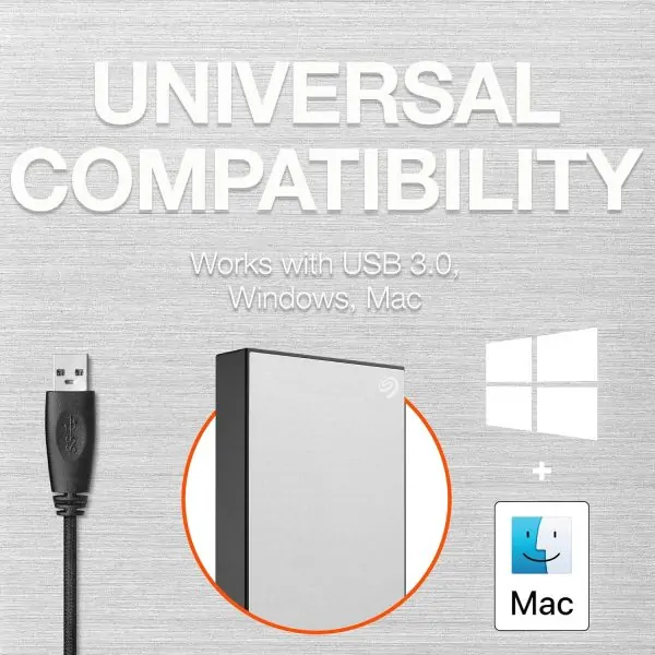 Seagate One Touch 5TB External Hard Drive HDD – Silver USB 3.0 for PC, Laptop and Mac, 1 Year MylioCreate, 4 Months Adobe Creative Cloud Photography Plan (STKC5000401) - Image 4
