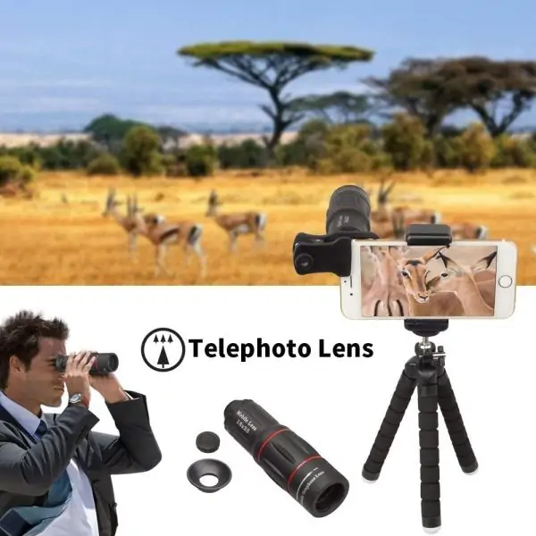 15 in 1 Universal Phone Camera Lens Kit 18X Telephoto lens Wide Angle lens,Macro Lens, Fisheye lens,Kaleidoscope 3/6 lens, CPL/Flow/Star/Radial Filter, Tripod, Remote Shutter for most of Smartphone - Image 9