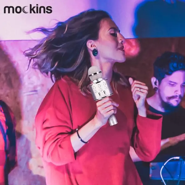 Nevlers Silver Bluetooth Karaoke Microphone for Kids with Built in Bluetooth Microphone Wireless Speaker| Wireless Microphone Karaoke Compatible w/iPhone & Android |All-in-One Karaoke Mic - Image 9