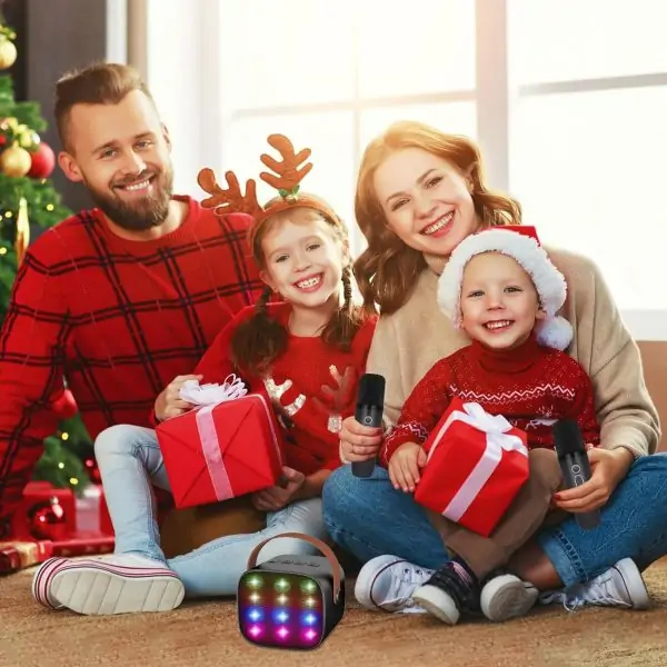 Mini Karaoke Machine with Kids Adults, Portable Bluetooth Speaker 2 Wireless Microphones, Gift for BoyToys 4, 5, 6, 7, 8, 10, 12+ Years Birthday Party (Black) - Image 8